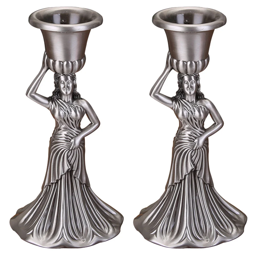 

1 Pair Retro Style Candlestick Creative Candle Sticks Zinc Alloy Candle Holders