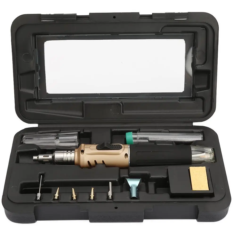 

10PCS HS-1115K Multi-Function Butane Gas Soldering Iron Tips Cordless Solder Welding Torch Laboratory Kit Automatic Ignition