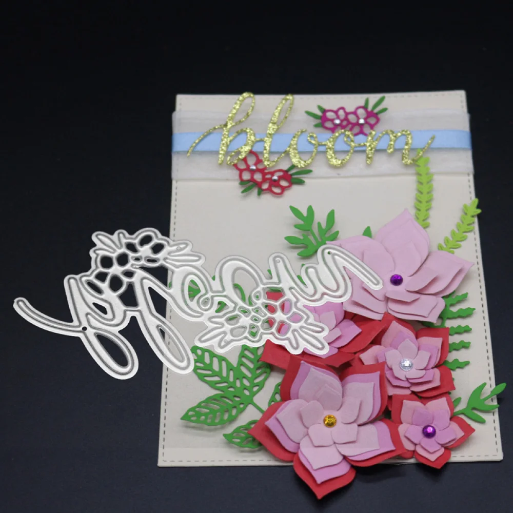 

Christmas Bloom Letter Metal Cutting Dies Flower Frame Stencil Die Cut Scrapbooking Embossing Stamps And Dies 2019 New Craft