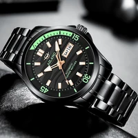 ailang mens watch fully automatic mechanical black dial sports waterproof luminous week calendar luxury top brand mens watch