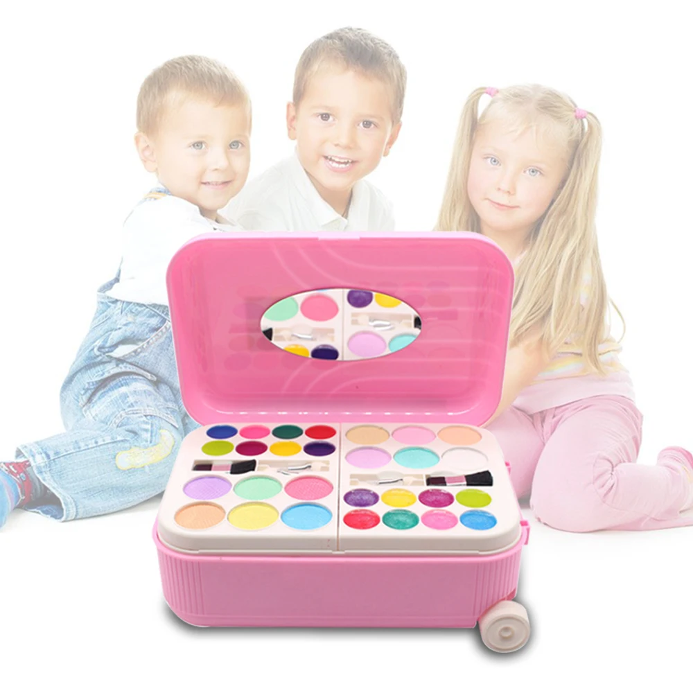 Kids Make Up Toy Set Pretend Play Princess Pink Makeup Beauty Safety Non-Toxic Kit Toys For Girls Dressing Cosmetic Travel Box | Игрушки и