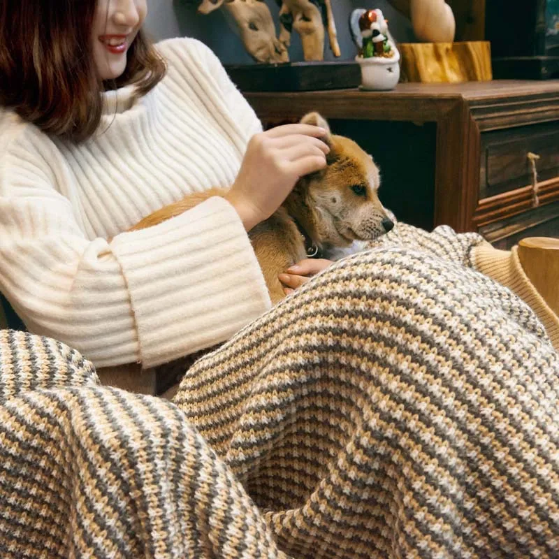 Aggcual Скандинавское одеяло вязаное 100% акриловое покрывало для кровати зимнее