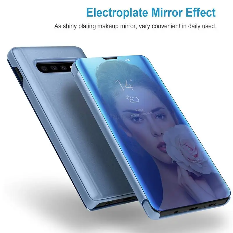 Умный зеркальный флип-чехол для телефона Samsung Galaxy S20 S10 S8 S9 Note 8 9 10 кожаный защитный