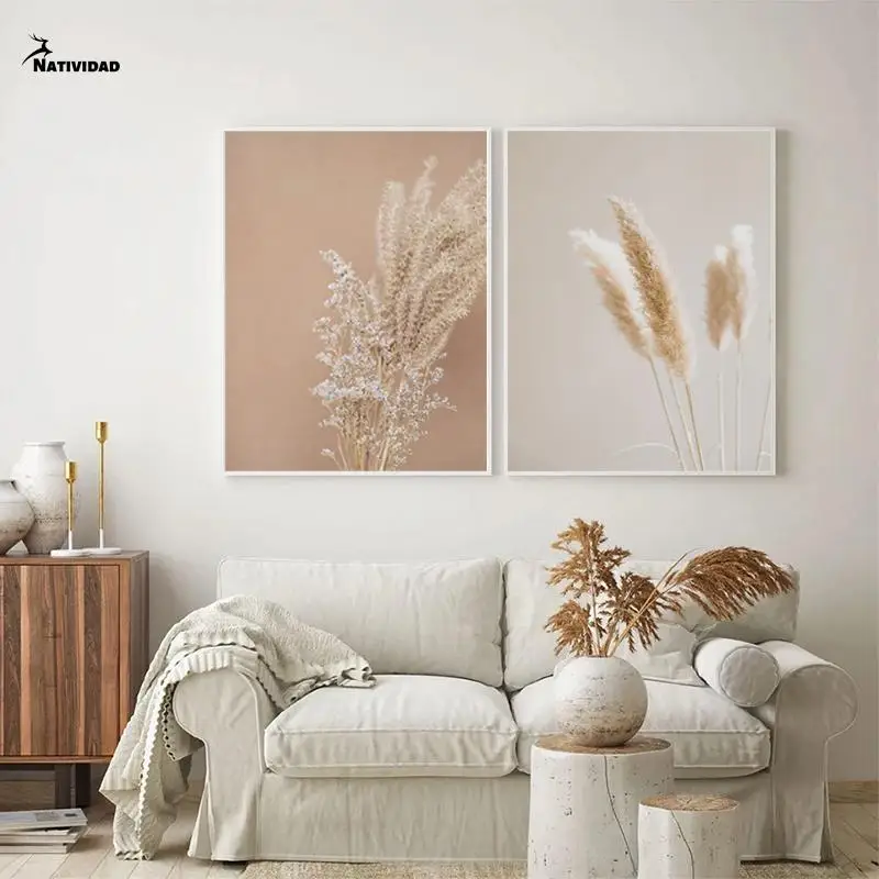 

Пампасная трава, растения, пейзаж, холст, живопись, сухая трава, современные ботанические постеры и принты, настенные картины для декора комнаты