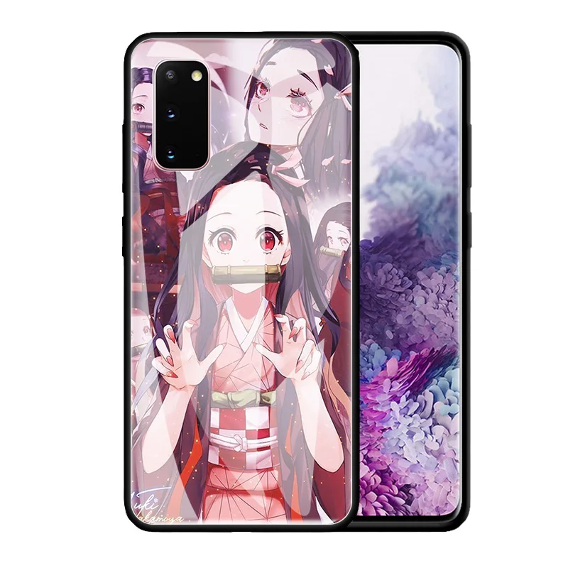 

Phone Case For Samsung Galaxy S20 FE S10 S9 S8 Plus Note 20 Ultra 10 Lite 9 8 Glass Back Cover Shockproof Shell Demon Slayer