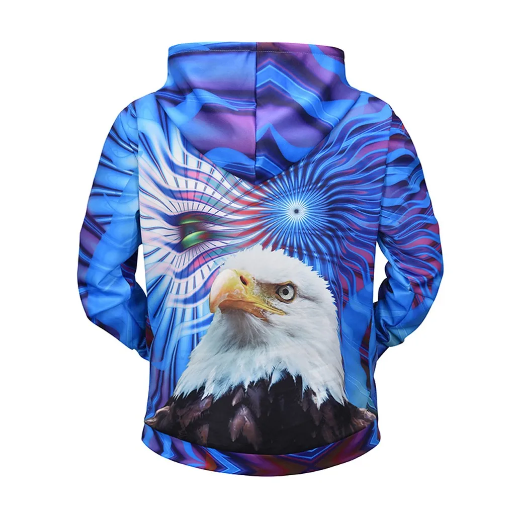 Новинка 2019 толстовка с капюшоном мужская мода осень весна животное 3D сова печать