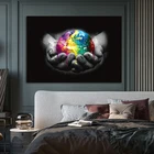 Картина на холсте с изображением разноцветной земли Мы-мир, Настенная картина для гостиной, домашнего декора