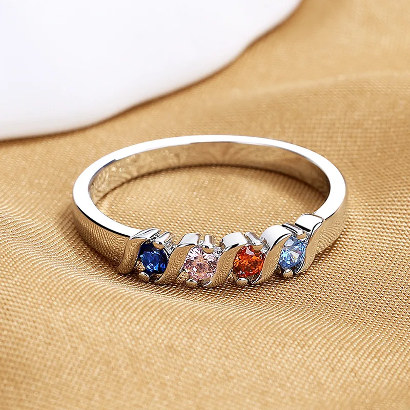 

Fashion White Gold Color 4 Color Round Zircon CZ Engagement Wedding Rings for Female Women Party Jewelry Lover's Gifts