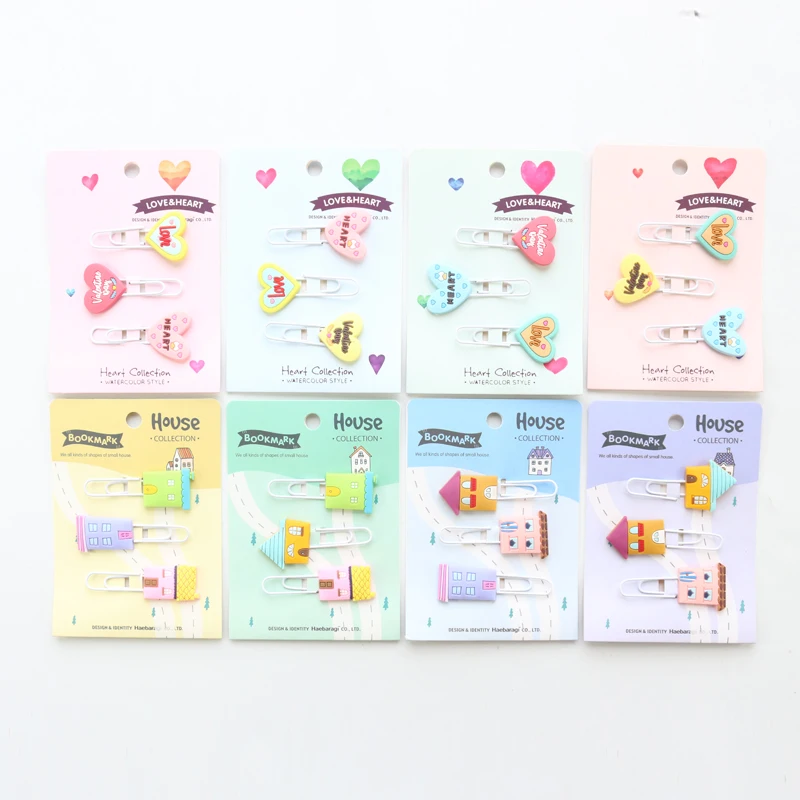Domikee, креативные милые корейские kawaii металлические школьные скрепки, скрепки для студентов, Детские закладки, Подарочные канцелярские принадлежности, 3 шт