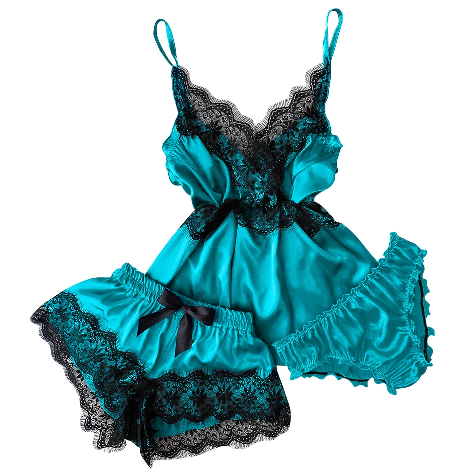 Определено льда Шелковый атласный материал пижамы одежда для сна Для женщин