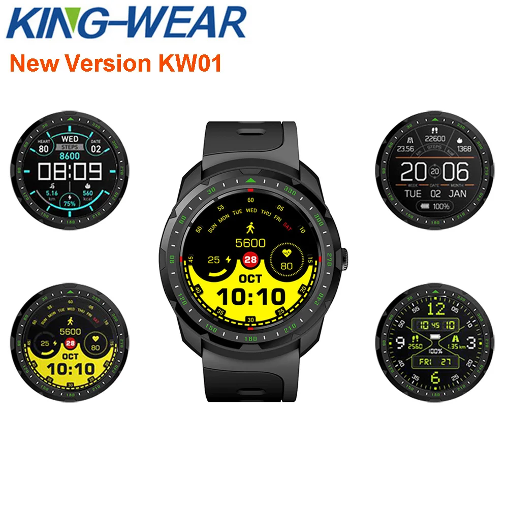 Kingwear KW01 умный Браслет 1,0 дюймов HD экран IP68 Водонепроницаемый Bluetooth 4,0 Smartwatch монитор сердечного ритма питьевой напоминание