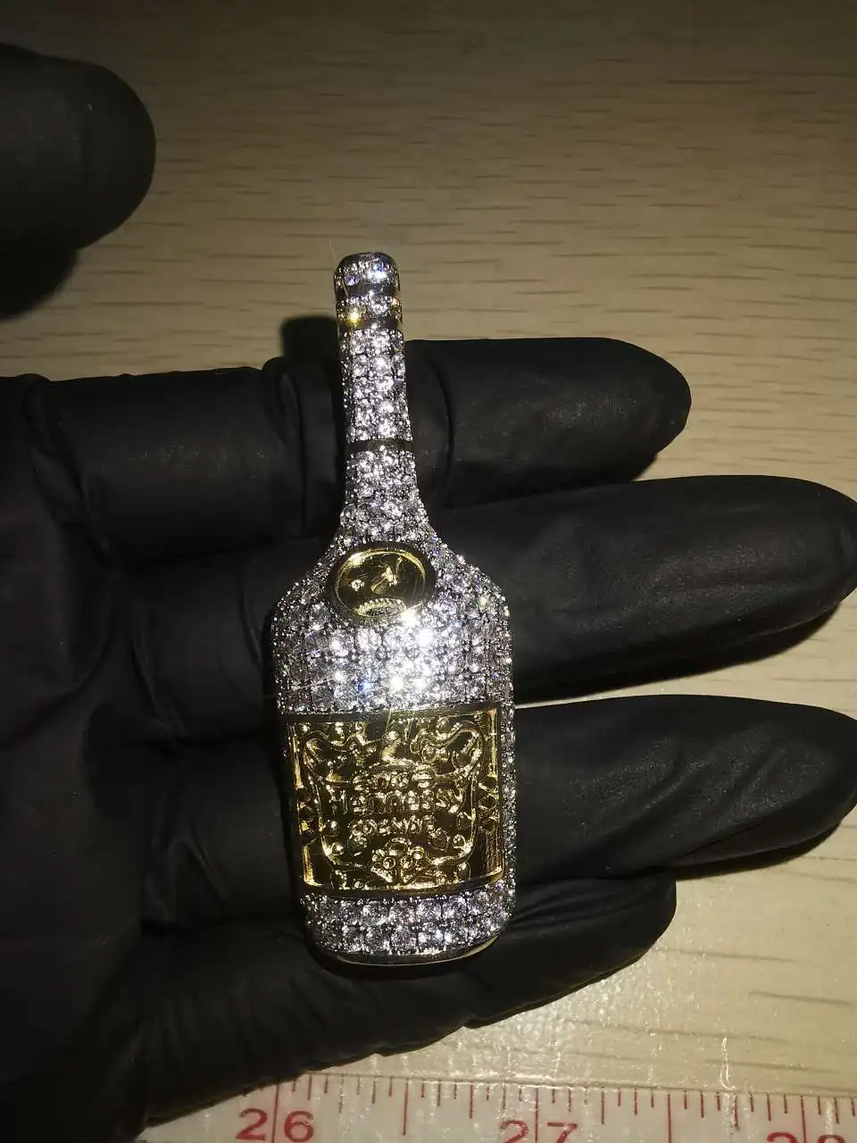 В Стиле Хип-хоп, два тона, с микро покрытием, AAA, кубический цирконий, Bling Iced Out, бутылка для виски, вина, подвески, ожерелье для мужчин, рэппер, ювелирное изделие, золото - Окраска металла: two tone