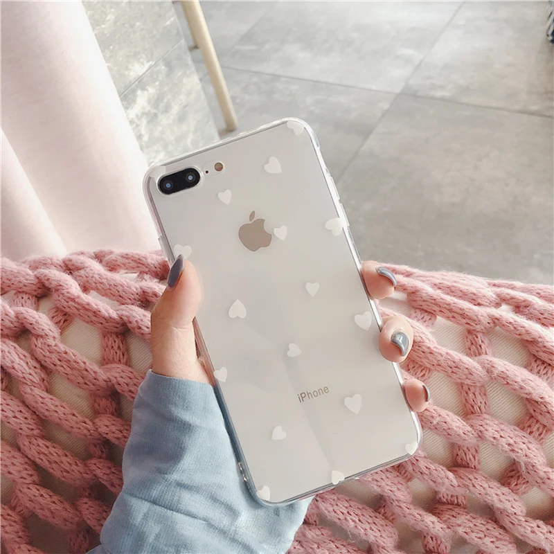 Чехол для телефона N1986N с сердечками iPhone 6 6s 7 8 Plus X XR XS Max милый прозрачный мягкий