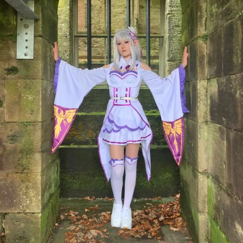 Женский карнавальный костюм Re Zero Yosuga No Sora Emilia кавайное платье аниме парик