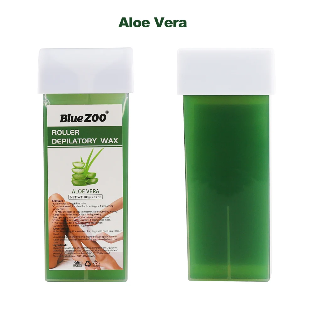 Aloe Vera Blue ZOO, 100 г, роликовый эпиляционный воск, эпилятор для рук, ног, подмышек, тела, воск для удаления волос, несколько ароматов, инструменты для удаления волос - Цвет: Aloe Vera