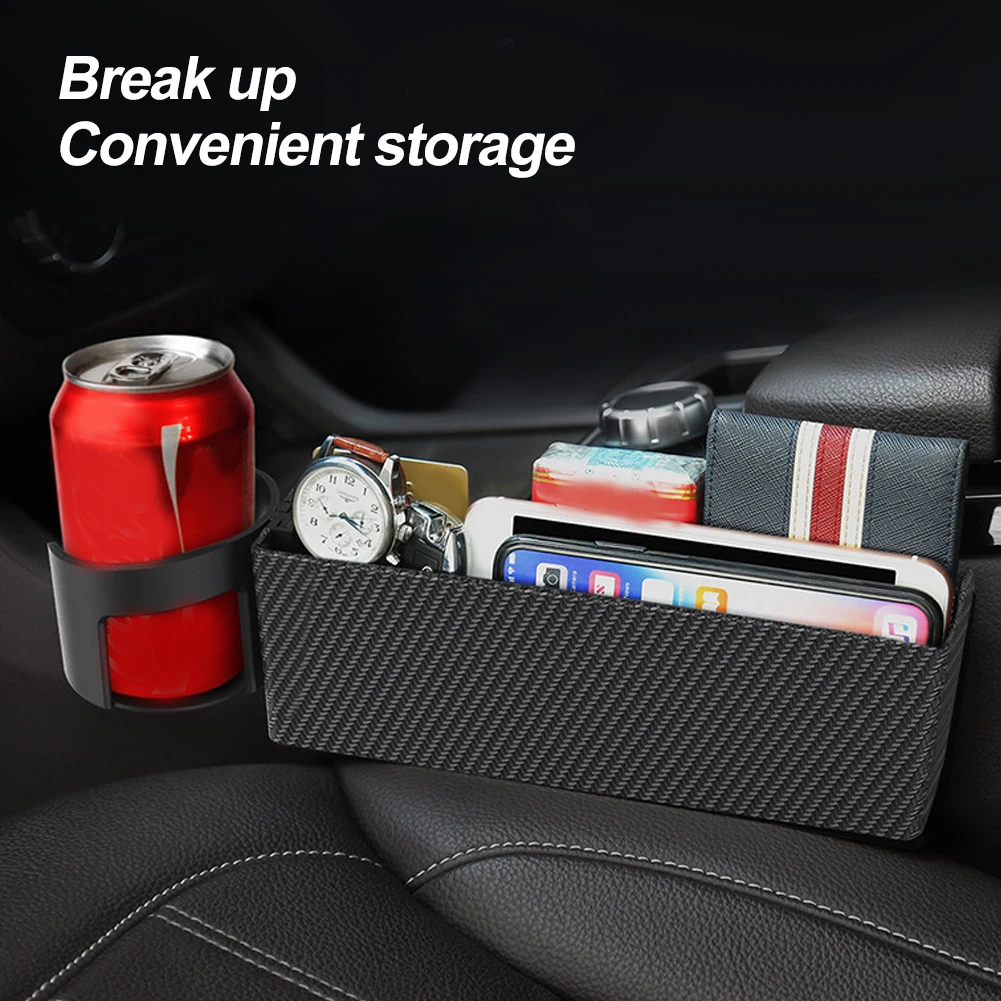 

New！Car Seat Gap Filler Carbon Fiber Center Console Organizer Seat Gap Catcher Storage Box Car Organizer Interior Organizer