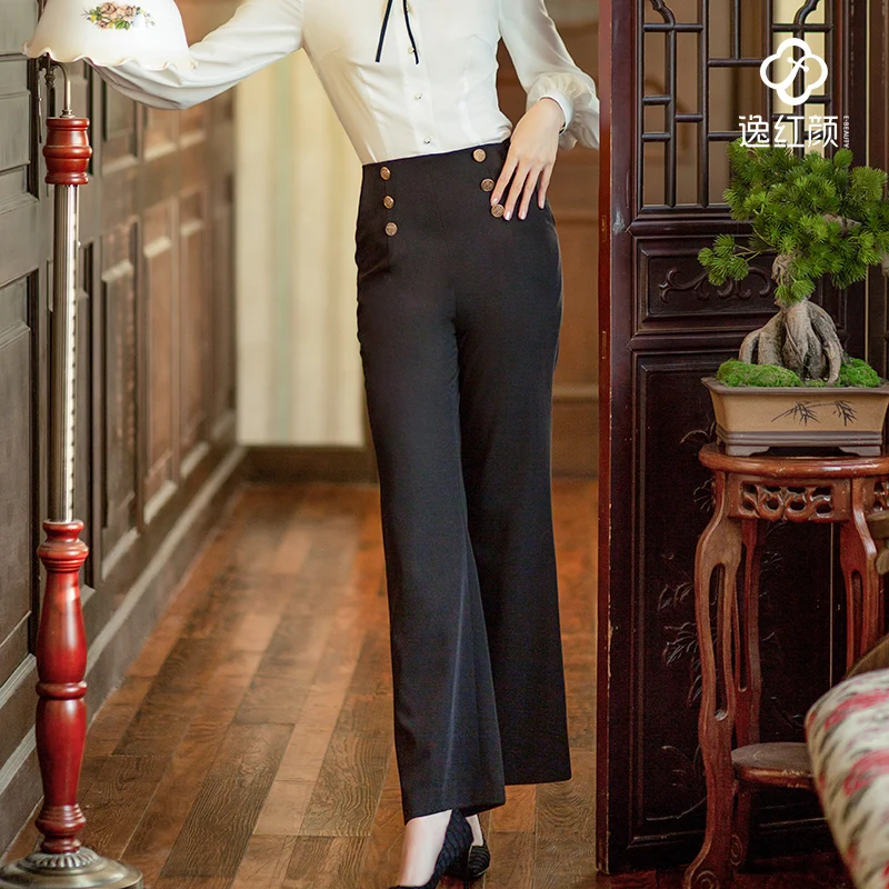 Goede Escape Schoonheid Chuan Tr * Inkt Twill Hoge Taille Broek Vrouwelijke Professionele Wind Broek Van Bootleg Retro Vrouwen Broek