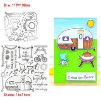 camping items vehicle sleeping chair oven metal cutting diestransparent clear stamps for diy scrapbooking album paper cards