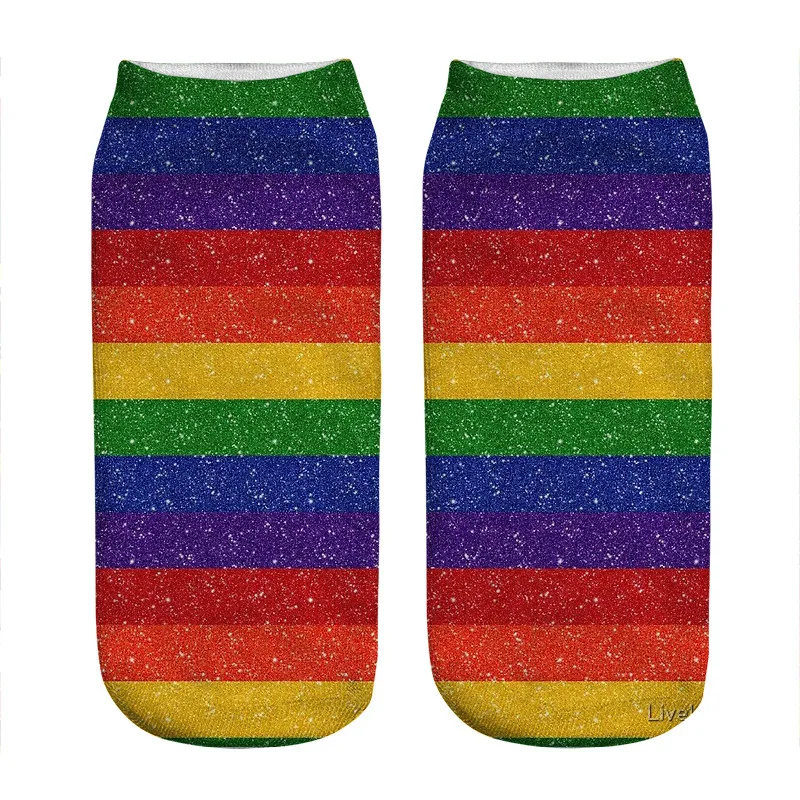 Женские носки милые Носки с рисунком радуги и искусственными блестками женские в