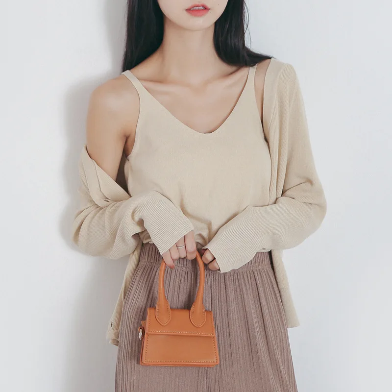 Кардиган с майкой комплект из двух предметов женские короткие вязаные кардиганы