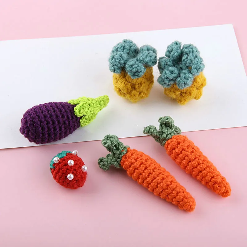 

DIY Handmade Jewelry Accessories Woolen Vegetable, Fruit, Eggplant, Radish, Pineapple, Strawberry Key Bag Hanger