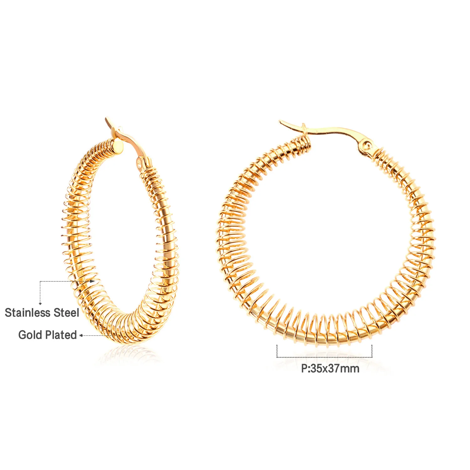 LUXUSTEEL золотые весенние круглые серьги-кольца, новые ювелирные изделия в стиле панк из нержавеющей стали, круглые серьги, женские рождественские колье