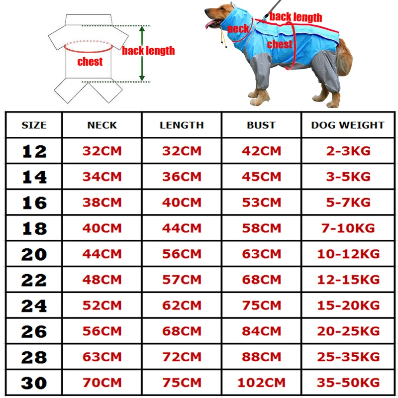 VOW Pet Small Large Dog Raincoat Waterproof Clothes For Jumpsuit Rain Coat Hooded Overalls Cloak Labrador Golden Retriever 2021 | Дом и сад