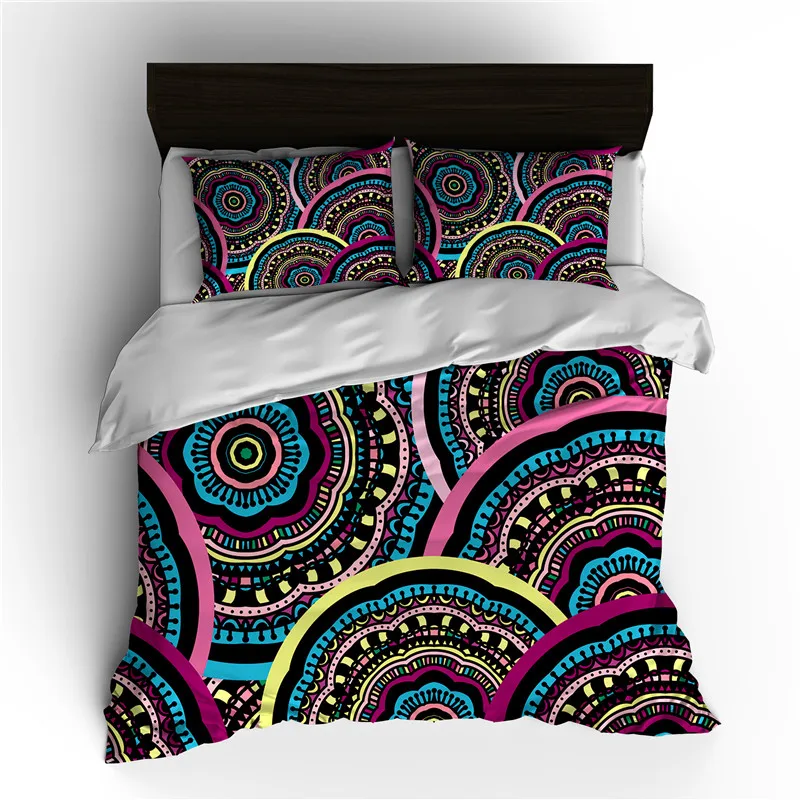 

Ms.O Exotic Ethnic Black Pink Circle 3PCS Duvet Cover Set Classical Vintage Single Double Twin Full Queen King Size Bedding Set