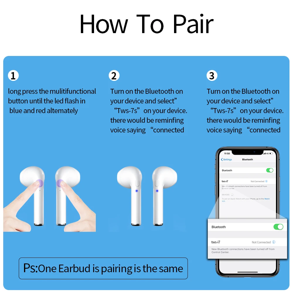 I7s TWS беспроводные наушники 3D Bluetooth с микрофоном стерео для андроида Iphone Xiaomi Mini