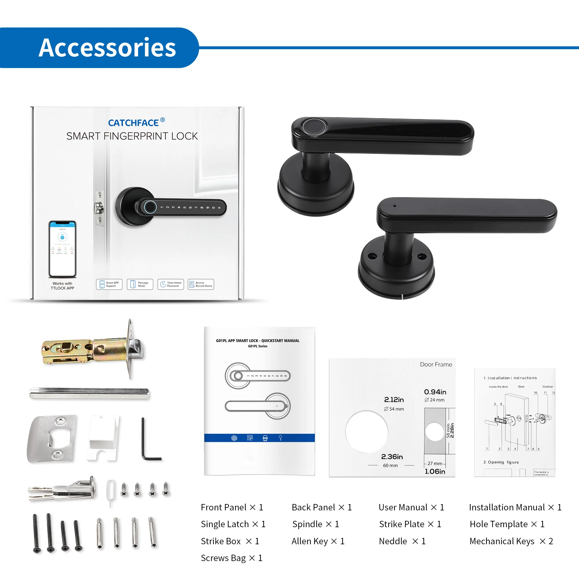 smart lock door wifi fechadura eletronica ttlock wireless fingerprint security safe remote control handle cylinder | Безопасность и