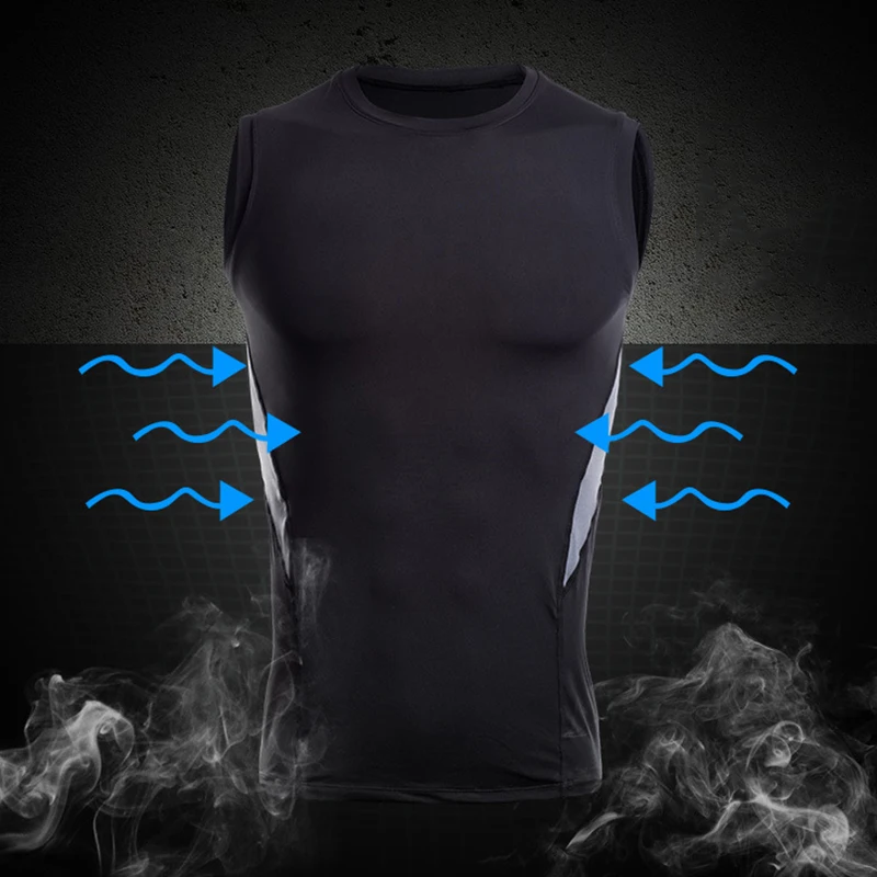 

Men's Quick Dry Fitness Vest Sleeveless Sports Compression Tank Tops Breathable for Fitness Workout Cycling Running PSEN