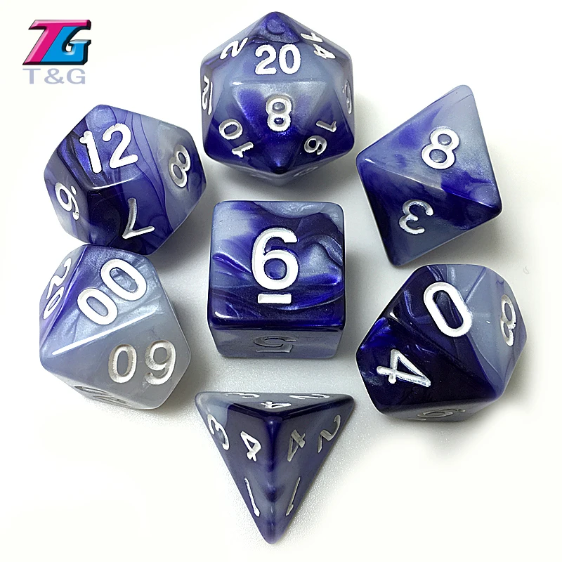 Высококачественный набор игральных костей с двойным цветовым эффектом T & g D4 D6 D8