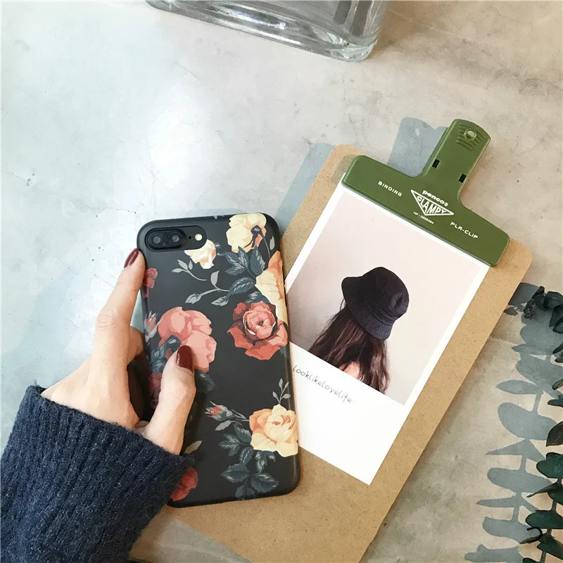 luxury Vintage Rose Flower Phone Case For iPhone 11 Pro Max XR Xs X Xsmax 6 6s 7 8 Puls Retro Soft Silicone Back Cover |