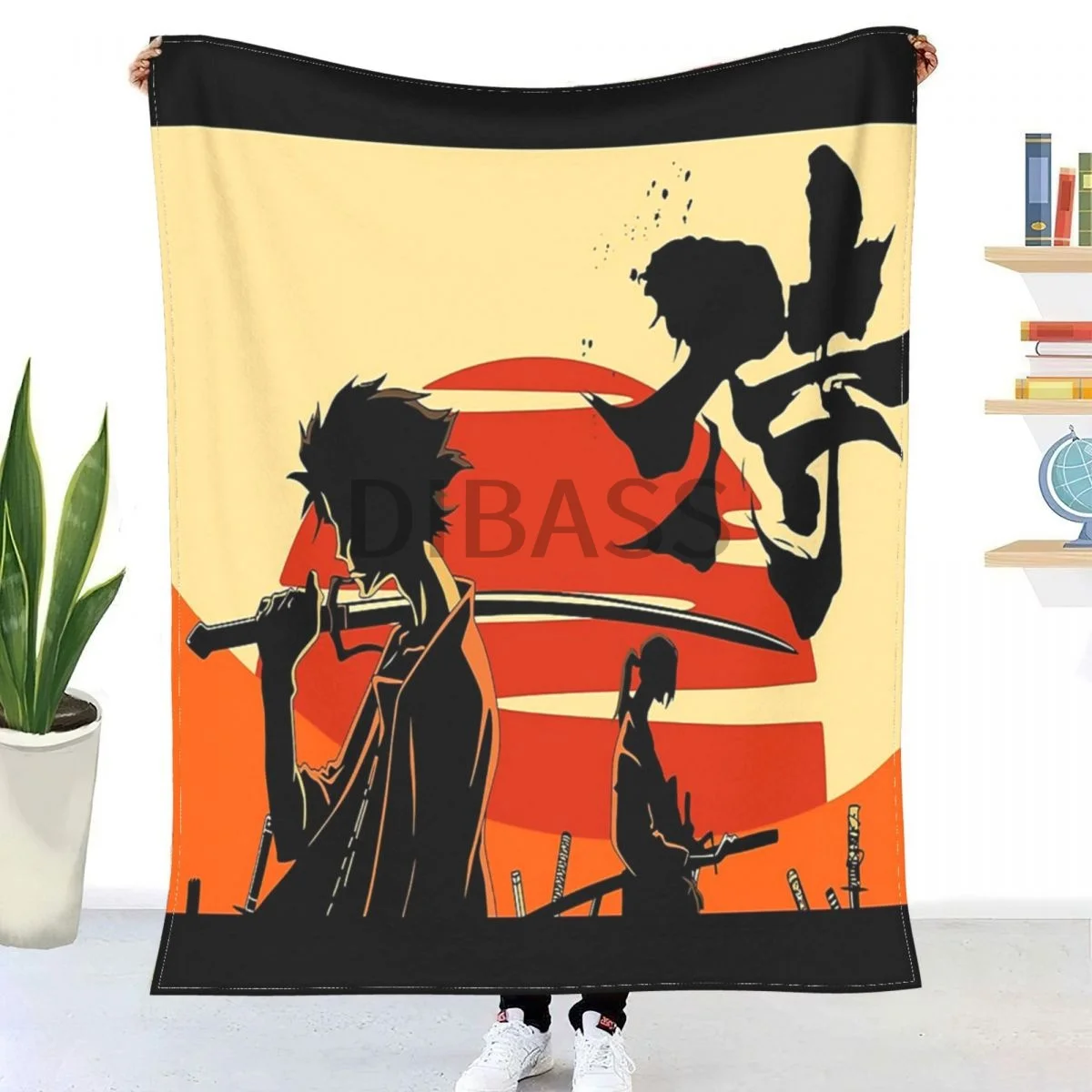 

Sunset Samurai Throw Blanket 3D Printed Flannel Throw Blankets