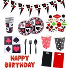 Одноразовая посуда для взрослых, для тематической вечеринки в стиле Казино Лас-Вегаса, салфетка под тарелку кружку