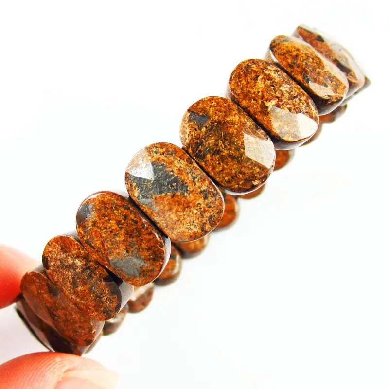 

1Strand 34.9g Faceted Natural Bronzite Oval Stretchy Bracelet 7 Inch Width:14mm