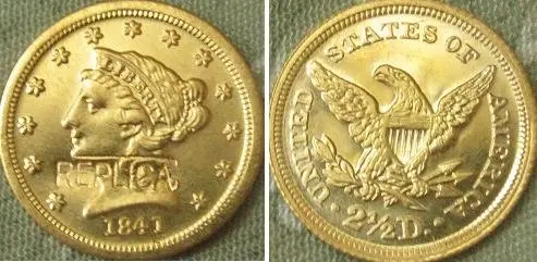 

$2.5 Liberty Gold 1841 copy coins