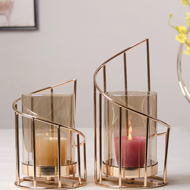 Новый золотой железный подсвечник Европейский геометрический Романтический