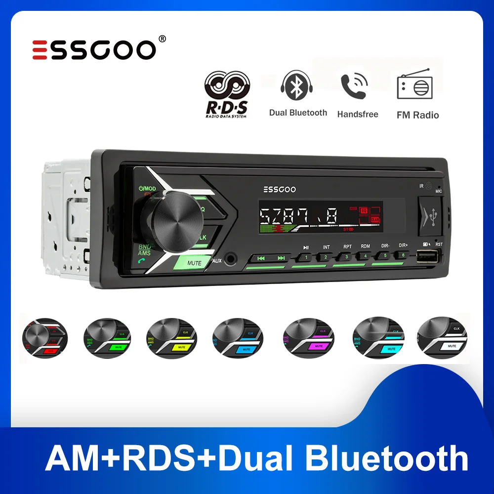 

ESSGOO 1 Din Car Radio Stereo MP3 Player FM AM RDS Autoradio Bluetooth Music Auto Audio USB SD AUX Input Remote Control