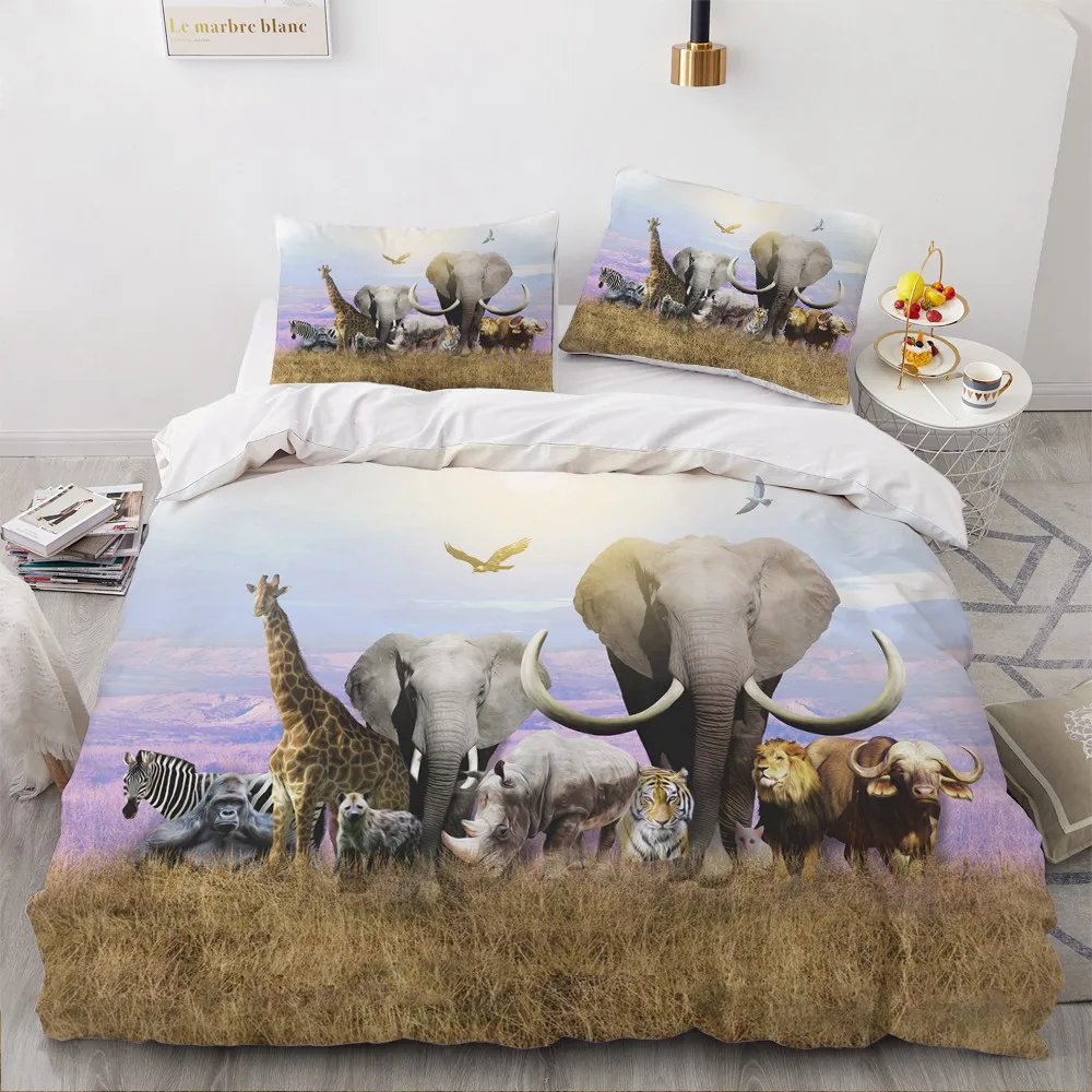 

Animal Duvet Cover Sets Elephant Comforther Covers 3D Custom Design Pillow Cases Full Queen Double Single Size White Bedclothes