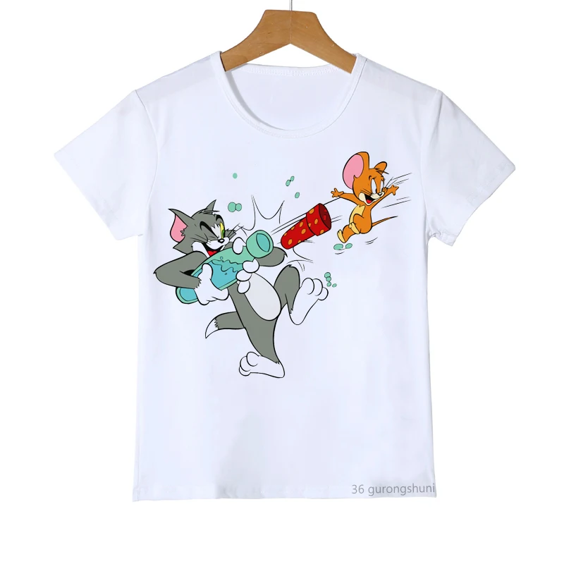 

Kawaii Kids T Shirt Girls/boys Clothes Funny Cat and Rat Cartoon Print T Shirt Kids Clothes Kawaii Children Clothing Tops