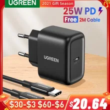 UGREEN USB C Charger 25W Support Type C PD Fast Charging Portable Phone Charger For Samsung S20 S21 Ultra Xiaomi 10 Pro Tablet