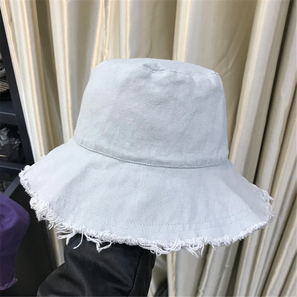 

Furry fisherman hat women summer sun visor simple casual hat edging basin hat foldable washable cloth hat wholesale