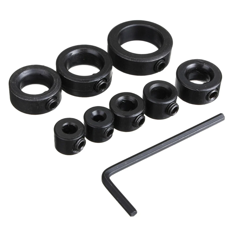 

Drill Depth Stop Collar Set Depth Limiter Positioner Wood Drill Depth Stop Positioning Regulator Ring with Hex Key for 3-16 28GF