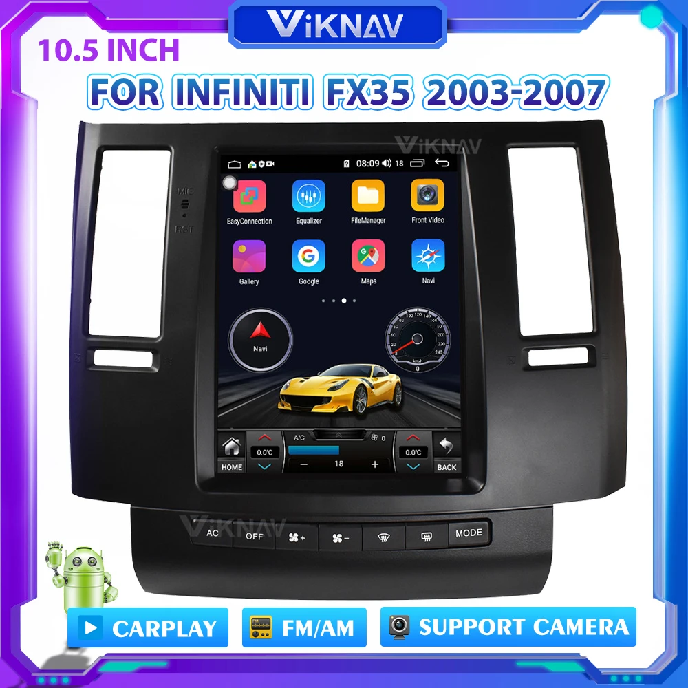 

Автомобильная магнитола на Android, 10,5 дюйма, с экраном, DVD, мультимедийный плеер для Infiniti FX35 2003-2007, автомобильная стереосистема, Авторадио, GPS-на...