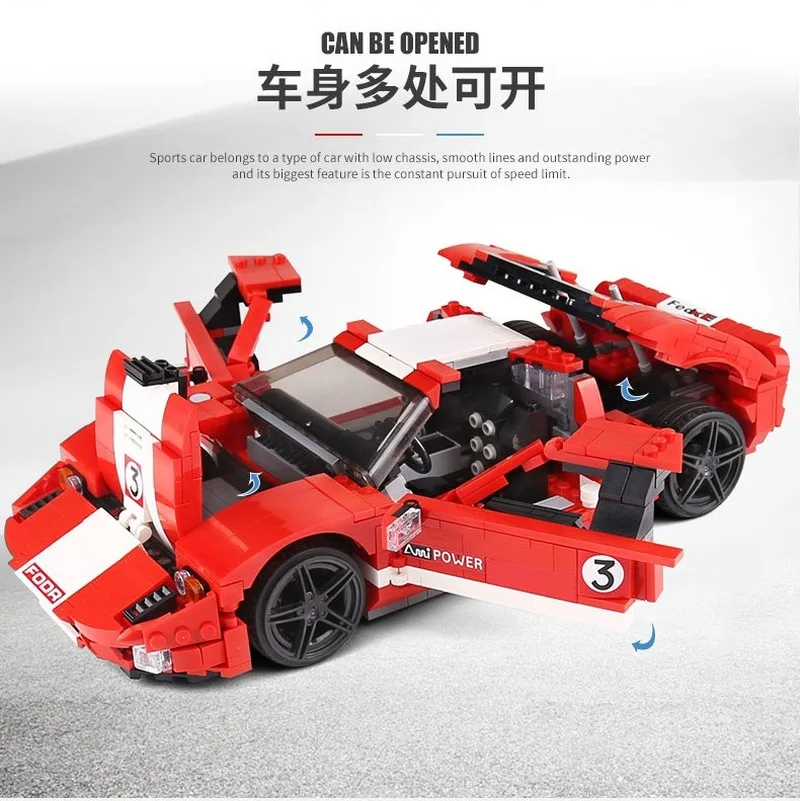 

928+ PCS 10001 MOC-20825 Technical Car Toys Red Phanton Fords GT Racing Car Building Blocks Bricks Kids DIY Toys Birthday Gifts