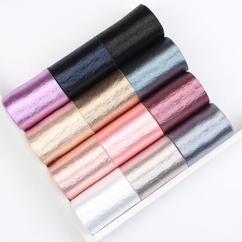 Розовая золотистая розовая лента шелковая металлическая гофрированная