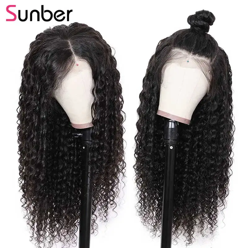 Sunber Hair Pervian глубокая волна человеческие волосы парики 12-22 дюймов предварительно выщипанные волосы remy 150% Плотность 13*6 парик фронта шнурка с детскими волосами