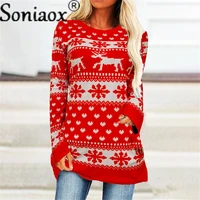 new fashion party christmas t shirts women elk snowflake print long sleeve tops loose casual harajuku ladies autumn sweatshirt