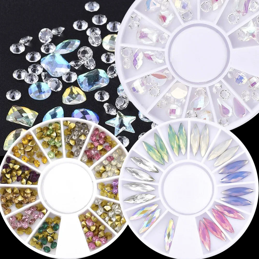 AB Блестящий Кристалл Flatback 3D стекло дизайн ногтей Стразы украшения Блеск алмаз